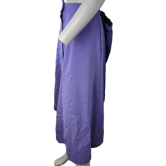 Vintage 70s Midi Skirt Women Plus Size 16 Purple Button Front A-line Formal Fall - Picture 13 of 14